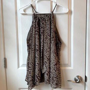 Walter Baker Animal Print sleeveless blouse Large olive green